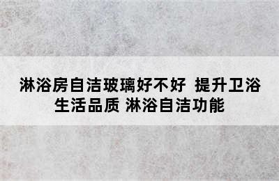 淋浴房自洁玻璃好不好  提升卫浴生活品质 淋浴自洁功能